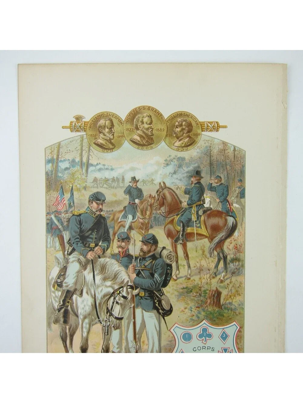 Chromolith Book Plate US Civil War Federal Uniforms H.A. Ogden Antique 1890s